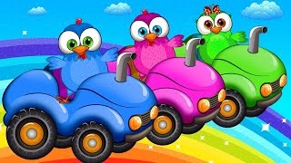 Helper Cars Song cartoons for kids Street vehicles Racing cars amp colored trucks [upl. by Nauwaj]