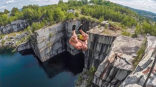 Cliff Jumping In Vermont With Rainhard Riede 112 FT Triple Flip [upl. by Gney]