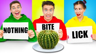 BITE LICK OR NOTHING CHALLENGE  Prank Wars by Multi DO CHALLENGE [upl. by Bonucci661]