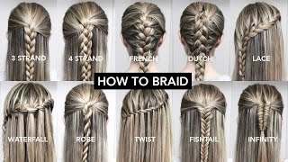 10 Basic Braids For Beginners  Easy DIY Tutorial [upl. by Gustavus982]