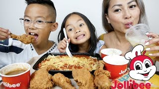 Delicious JOLLIBEE Chicken amp Spaghetti  Mukbang  NE Lets Eat [upl. by Enyalahs]