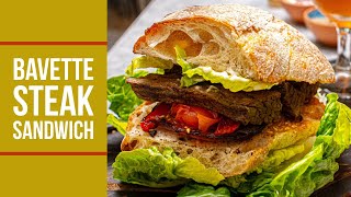 Flank STEAK SANDWICH Recipe  Bavette Steak  Onglet [upl. by Elsinore]