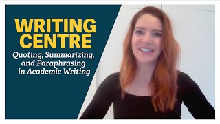 Quoting Summarizing and Paraphrasing in Academic Writing [upl. by Silvia149]