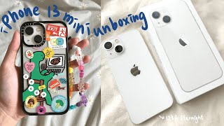 iPhone 13 mini unboxing Starlight accessories ASMR 🤍 [upl. by Amoihc927]