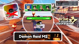 District Raid Demon Raid M2 Solo Gameplay  Roblox All Star Tower Defense [upl. by Einnob381]