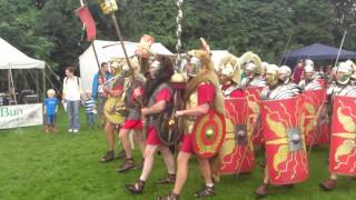 Roman Reenactment at the Amphitheatre in Caerleon Marching In [upl. by Mireille]