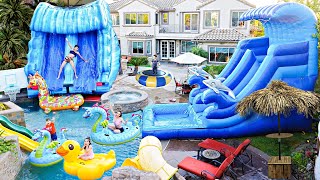 We BUILT A GIANT WATERPARK In Our BACKYARD Crazy Fun [upl. by Dragelin670]