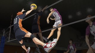 Karasuno vs Shiratorizawa Hinata shouyou bloquea a Ushijima el momento de Nishinoya [upl. by Ttelrahc]