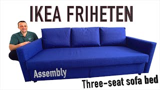 IKEA FRIHETEN Three seat sofa bed Assembly instructions [upl. by Manthei]