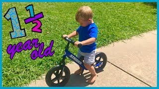 Kids Strider Bike  18 Month Old Riding Balance Bike  Review [upl. by Yauqaj861]