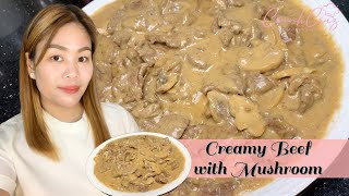 CREAMY BEEF WITH MUSHROOM RECIPE  Easy to Follow Recipe  Connh Cruz [upl. by Yhtomit]