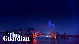 Drone swarms illuminate Scottish skies as part of Hogmanay festival [upl. by Ettevad]