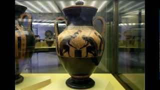 Attic BlackFigure Exekias amphora with Ajax and Achilles playing a game [upl. by Rani]