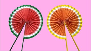 Como hacer un ABANICO de papel  how to make a paper hand fans  Muy Lindo😍 [upl. by Oinimreh]