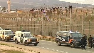 Spain 200 migrants cross into Melilla from Morocco [upl. by Fechter]