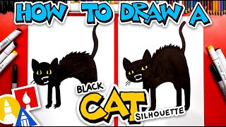 How To Draw A Black Cat Silhouette For Halloween [upl. by Agnese382]