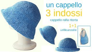 TUTORIAL Cappello rafia ritortacrochet hatlafatatuttofare [upl. by Asyen684]