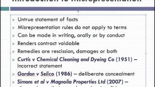 Misrepresentation Lecture 1 of 4 [upl. by Tarrah718]