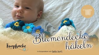 Babydecke mit Blumenrand häkeln [upl. by Clarisse]