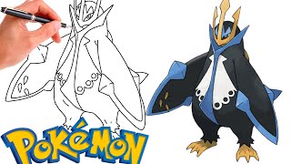 How To Draw EMPOLEON POKEMON 395  Generation 4 [upl. by Mazonson778]