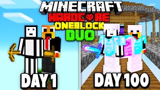 We Survived 100 Days On ONE BLOCK In Hardcore Minecraft  DUO 100 Days [upl. by Hurlbut]