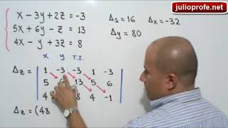 Sistema de 3x3 resuelto por Regla de Cramer [upl. by Trbor409]