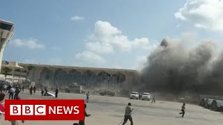 Yemen war Explosions at Aden airport as new government arrives  BBC News [upl. by Bolanger]