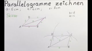 Parallelogramme zeichnen mit den Seiten a b und der Diagonale e [upl. by Florencia282]