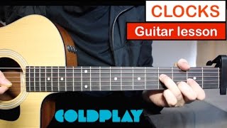 Coldplay  Clocks  Guitar Lesson Tutorial Chords amp Intro [upl. by Zetnod]