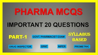 PHARMACY MCQS PART1  IMPORTANT 20 QUESTIONS [upl. by Sirrom]