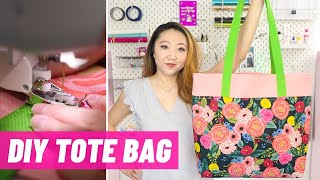 Easy Lined Tote Bag  Beginner Sewing Tutorial [upl. by Pease]