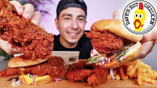 DAVES HOT CHICKEN  NASHVILLE STYLE HOT CHICKEN TENDERS  CHICKEN SANDWICHES  MUKBANG [upl. by Klusek]