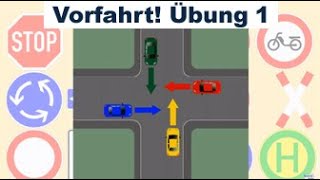 Vorfahrt  Vorfahrtsregeln erklärt  Übungsaufgabe 1  rechts vor links  Verkehrszeichen [upl. by Aihcropal905]