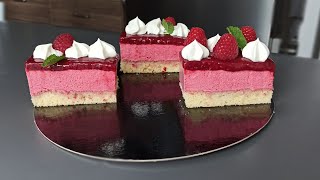 Recette gâteau mousse framboise bavarois framboises كعكة التوت [upl. by Brest881]