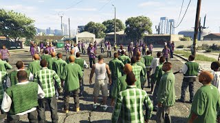 The Biggest Gang War in GTA 5 History 100 Grove vs 100 Ballas [upl. by Roby]