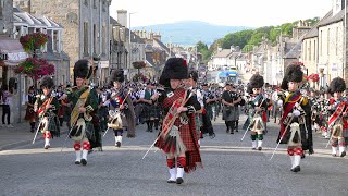 Scotland the Brave by the Massed Bands on the march after the 2019 Dufftown Highland Games in Moray [upl. by Kciredorb60]