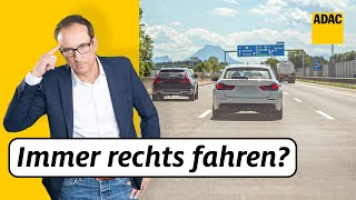 Autobahn Rechtsfahrgebot und rechts überholen  ADAC  Recht Logisch [upl. by Chimene]