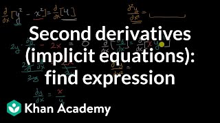 Second derivatives implicit equations find expression  AP Calculus AB  Khan Academy [upl. by Anauqal772]