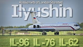 Ilyushin Russian Planes IL62 IL76 IL96 Aeroplanes London Stansted Airport Loud Rare Planespotting [upl. by Aylatan]