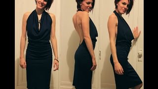 DIY Easy Backless Dress Tutorial with a Halter Top Cowl Neck [upl. by Yntrok894]