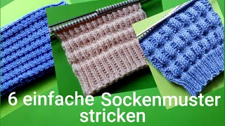 6 einfache Sockenmuster stricken [upl. by Sonni]