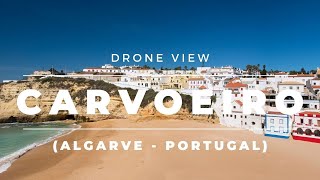 Carvoeiro Algarve Portugal  Beach Praia  Town Square Caves Drone Footage UK Travel Green List [upl. by Orlantha682]