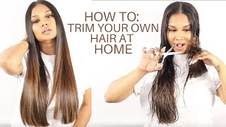 HOW TO TRIM YOUR OWN HAIR AT HOME  BEAUTY BY DN [upl. by Sirhc]