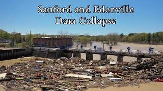 Sanford and Wixom Flood 2020  Drone  Dam Collapse [upl. by Wain]