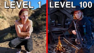 Level 1 vs Level 100 Survivalist SOLO OVERNIGHT SURVIVAL [upl. by Camfort]