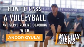 How To Pass a Volleyball and Serve Receive Coaching With Andor Gyulai  Volleyball1on1com Owner [upl. by Esma]