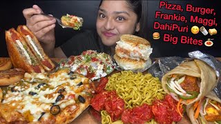 DAHI PURI CHEESY PIZZA MAGGI PANEER FRANKIE FRIED MANCHURIAN PAN PIZZA AND SANDWICHEATING SHOW [upl. by Clarinda]