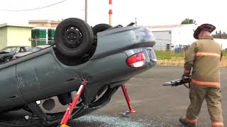 Vehicle Extrication with Car on its Roof [upl. by Anaibib344]