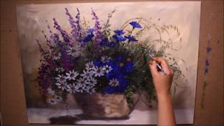 Katarzyna Lach Obraz quotPolne kwiatyquot krok po kroku  painting wildflowers vase step by step [upl. by Luis]