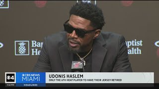 Miami Heat retire Udonis Haslems No 40 jersey [upl. by Nivi]